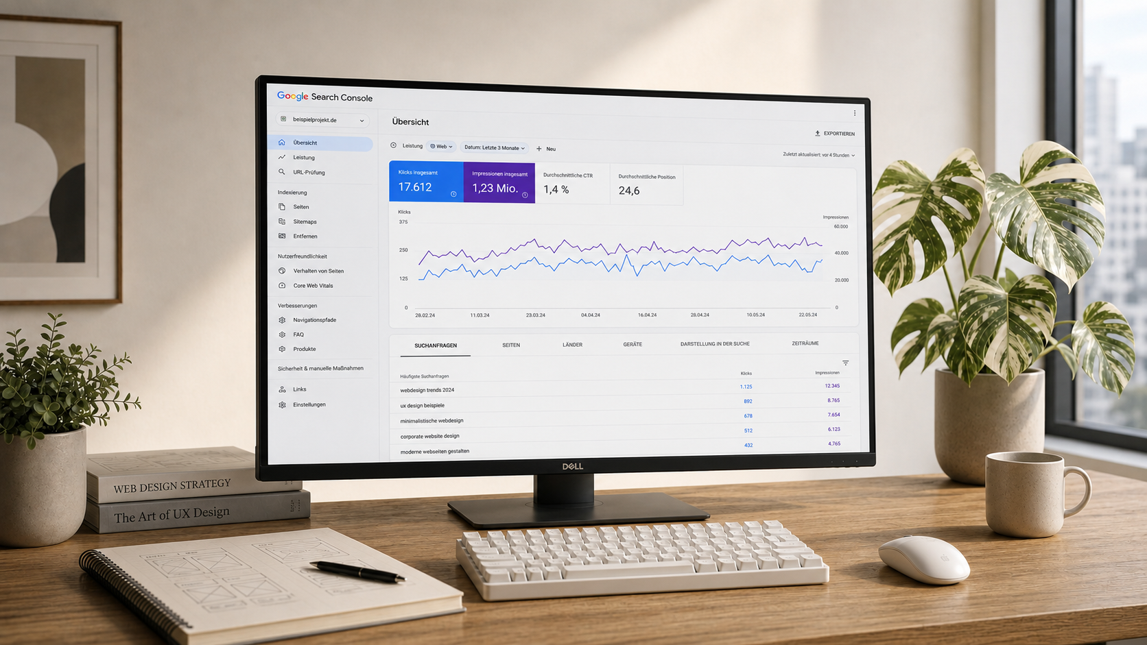 Google Search Console Auswertung auf einem Monitor